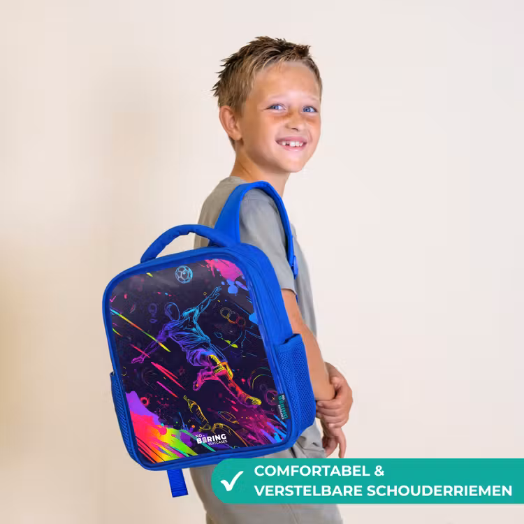 Kinderrugzak - Blauw - Neon actievolle voetbalspeler — 4