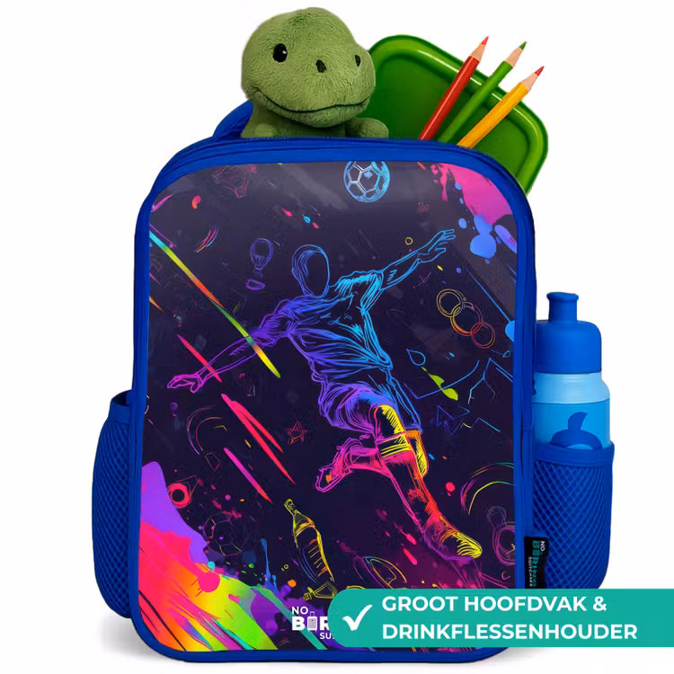 Kinderrugzak - Blauw - Neon actievolle voetbalspeler — 5