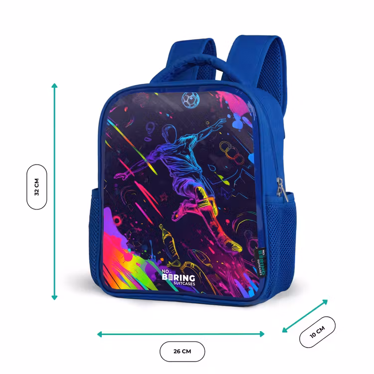 Kinderrugzak - Blauw - Neon actievolle voetbalspeler — 6