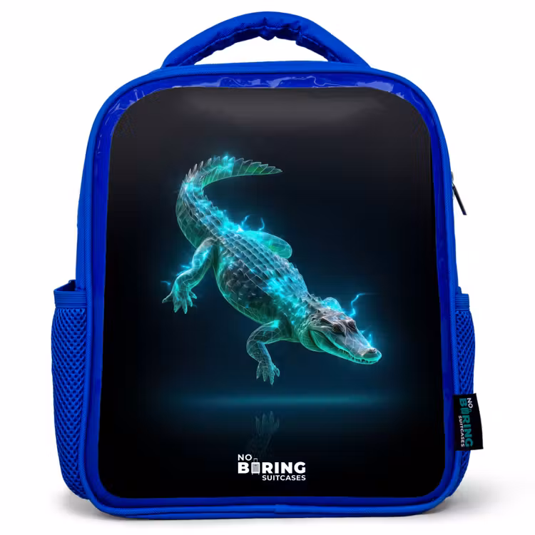Kinderrugzak - Blauw - Cyberkrokodil in actiehouding — 1