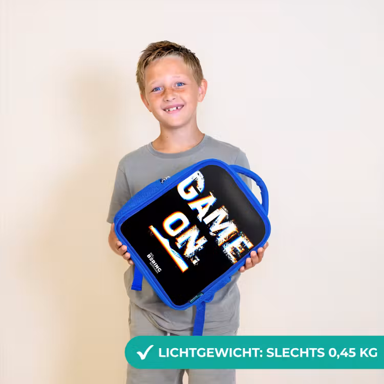 Kinderrugzak - Blauw - Game on in zwart wit — 2