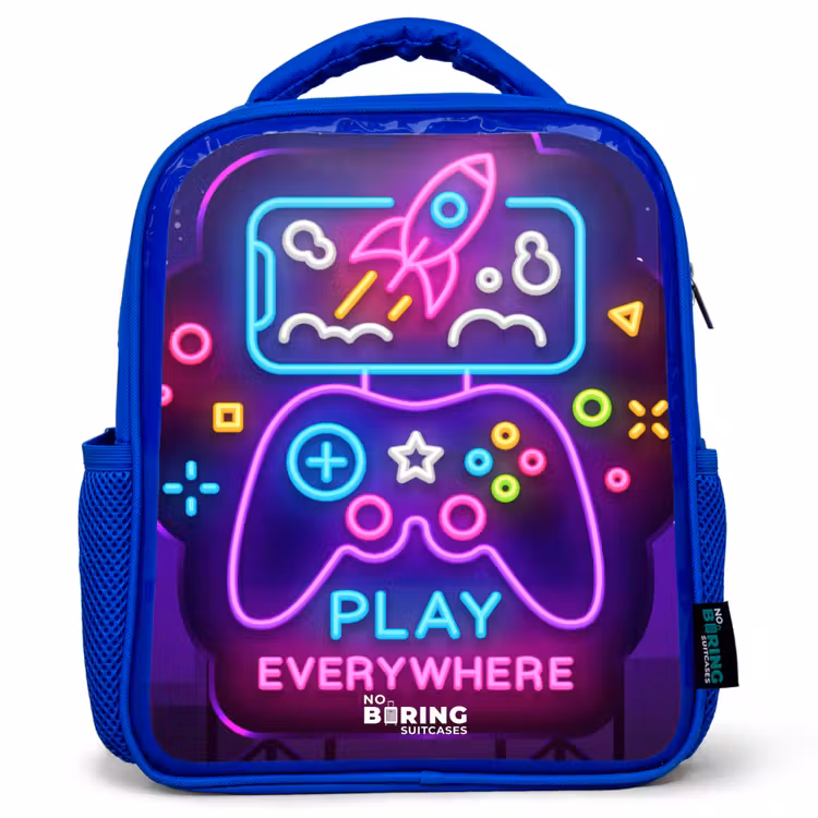 Kinderrugzak - Blauw - Neonillustratie met een controller — 1