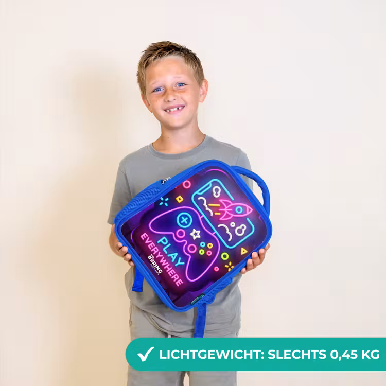 Kinderrugzak - Blauw - Neonillustratie met een controller — 2