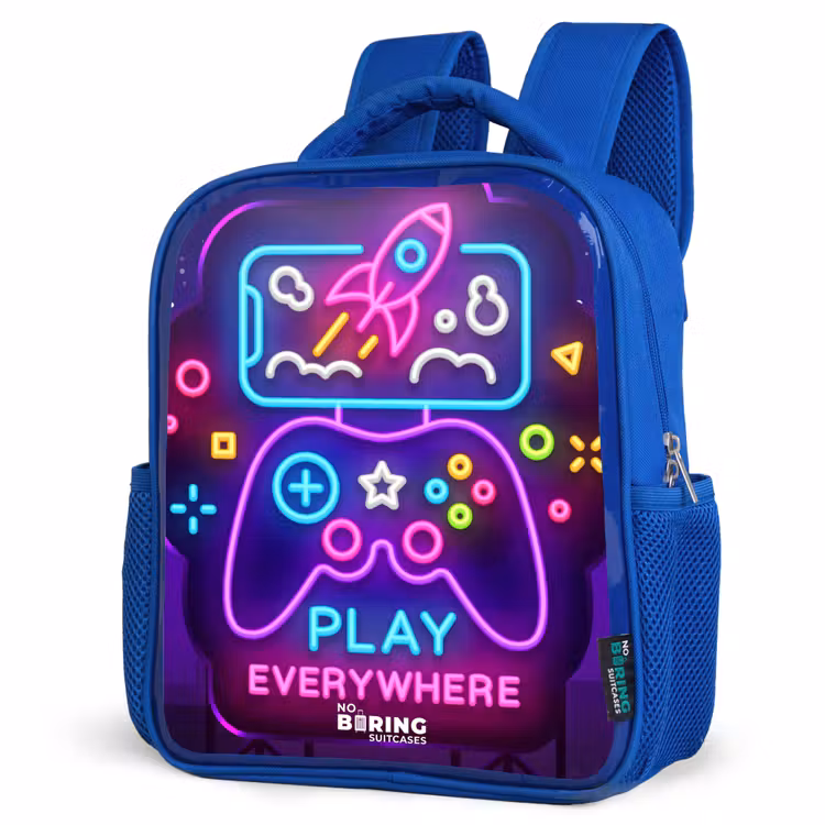 Kinderrugzak - Blauw - Neonillustratie met een controller — 9
