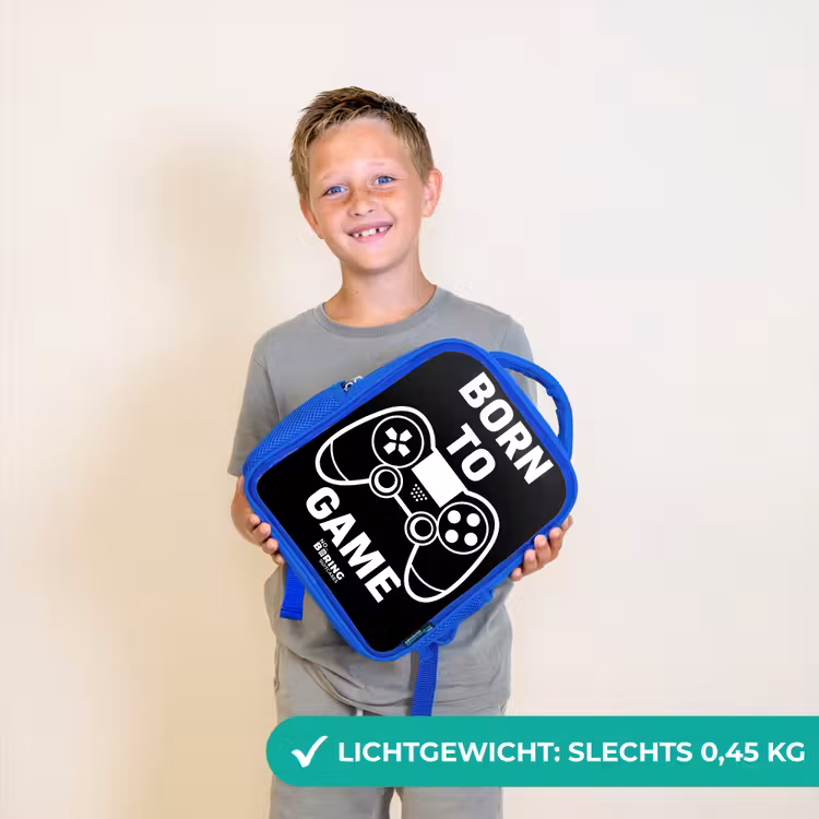 Kinderrugzak - Blauw - Qoute met controller in zwart wit — 2