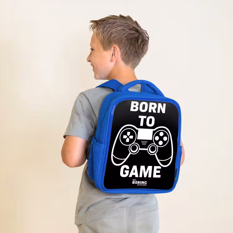Kinderrugzak - Blauw - Qoute met controller in zwart wit — 3