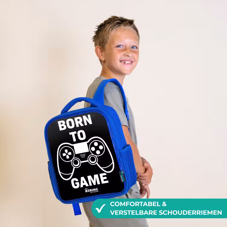 Kinderrugzak - Blauw - Qoute met controller in zwart wit — 4