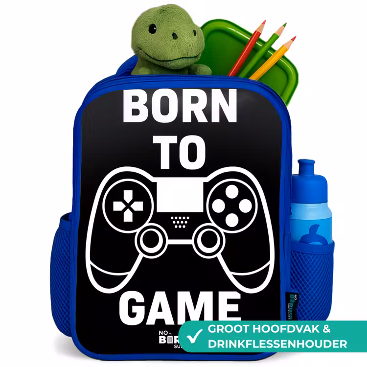 Kinderrugzak - Blauw - Qoute met controller in zwart wit — 5