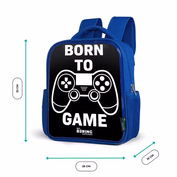 Kinderrugzak - Blauw - Qoute met controller in zwart wit — 6