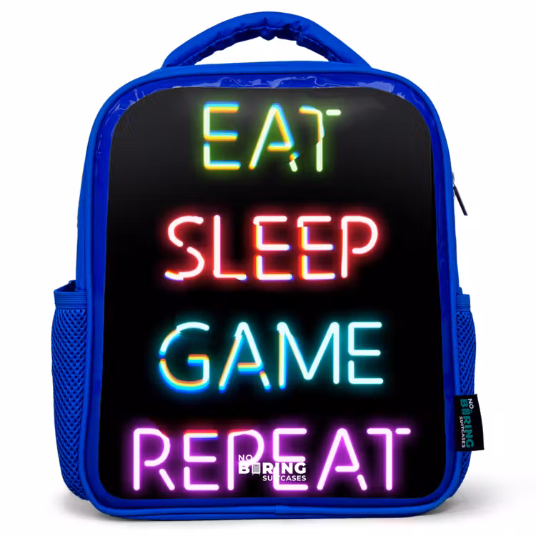 Kinderrugzak - Blauw - Qoute met neon lichten — 1