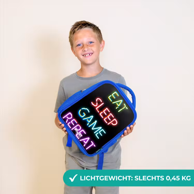 Kinderrugzak - Blauw - Qoute met neon lichten — 2