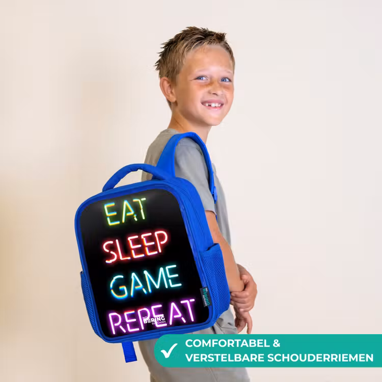 Kinderrugzak - Blauw - Qoute met neon lichten — 4