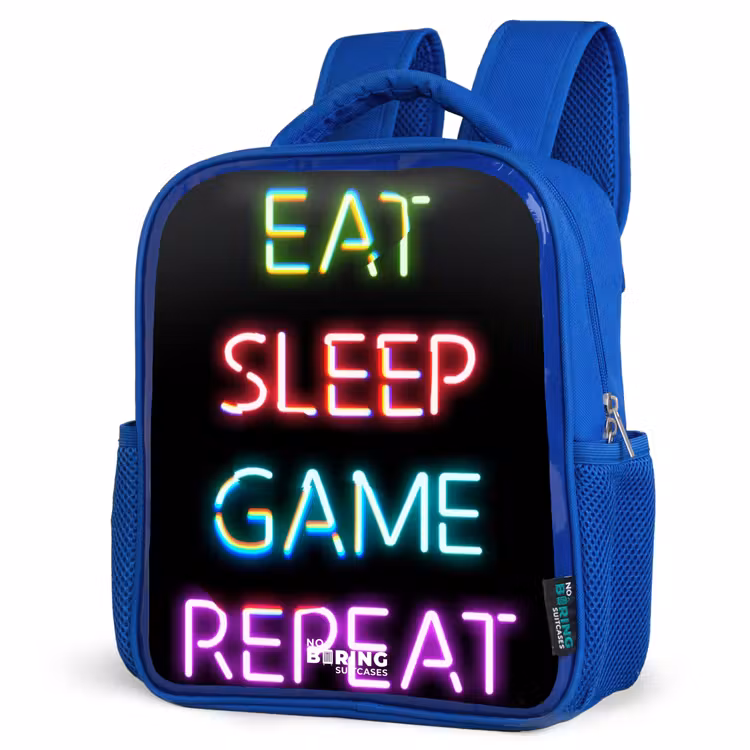 Kinderrugzak - Blauw - Qoute met neon lichten — 9