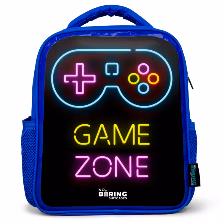 Kinderrugzak - Blauw - Qoute met neonkleuren — 1