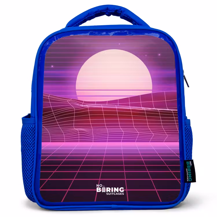 Kinderrugzak - Blauw - Rasterlandschap met zon — 1