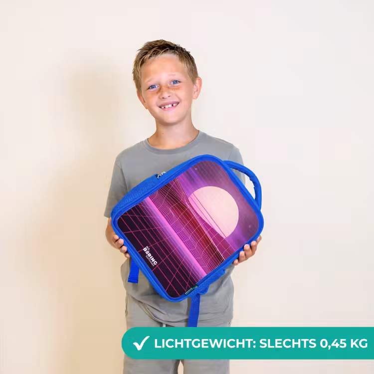 Kinderrugzak - Blauw - Rasterlandschap met zon — 2