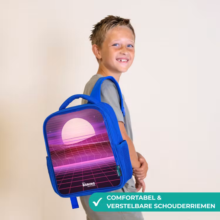 Kinderrugzak - Blauw - Rasterlandschap met zon — 4