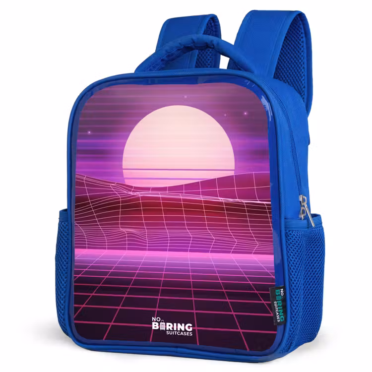 Kinderrugzak - Blauw - Rasterlandschap met zon — 9