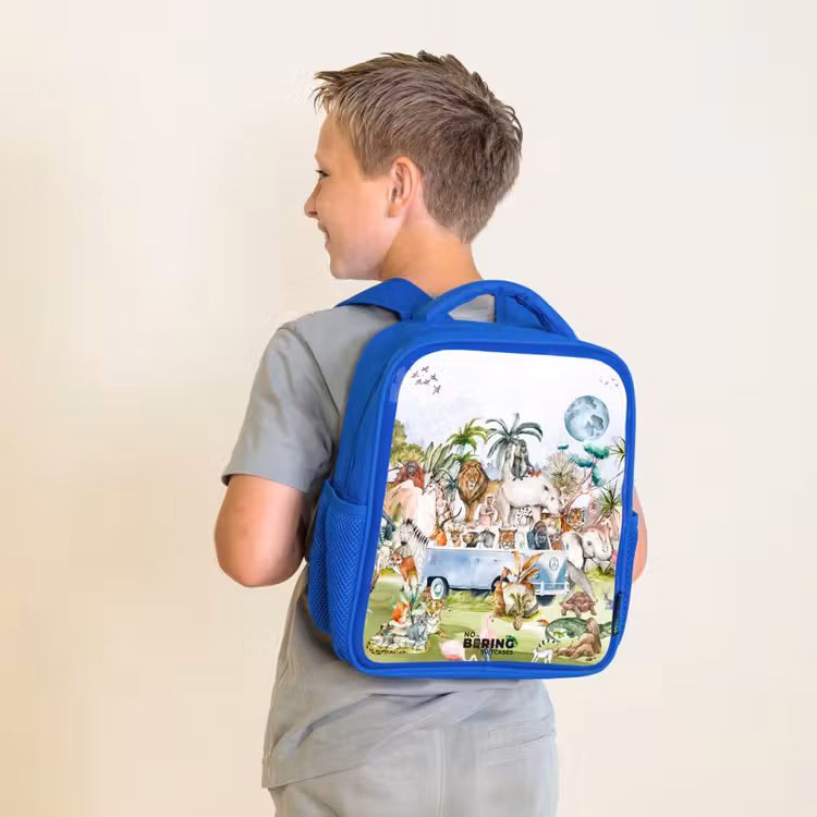Kinderrugzak - Blauw - Busje met allemaal dieren — 3