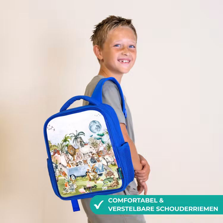 Kinderrugzak - Blauw - Busje met allemaal dieren — 4