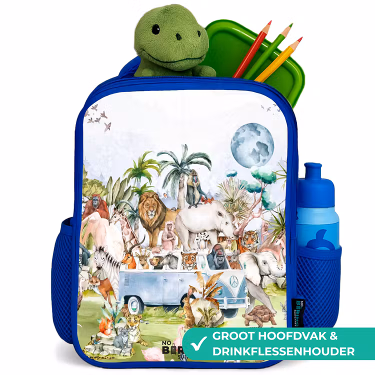 Kinderrugzak - Blauw - Busje met allemaal dieren — 5