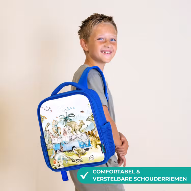 Kinderrugzak - Blauw - Busje met dino's — 4