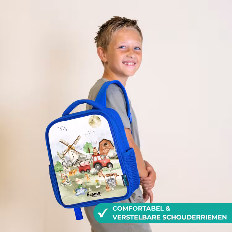 Kinderrugzak - Blauw - dieren op een boederij — 4