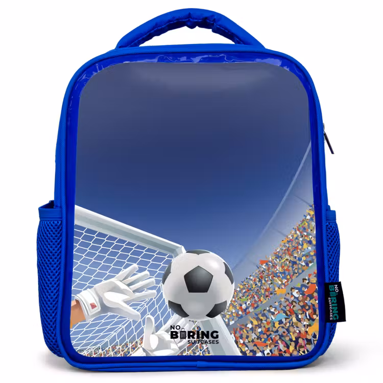 Kinderrugzak - Blauw - Keeper die een voetbal tegenhoud — 1