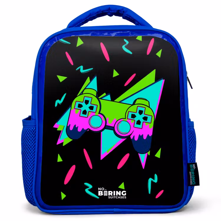 Kinderrugzak - Blauw - Neon controller op zwart — 1