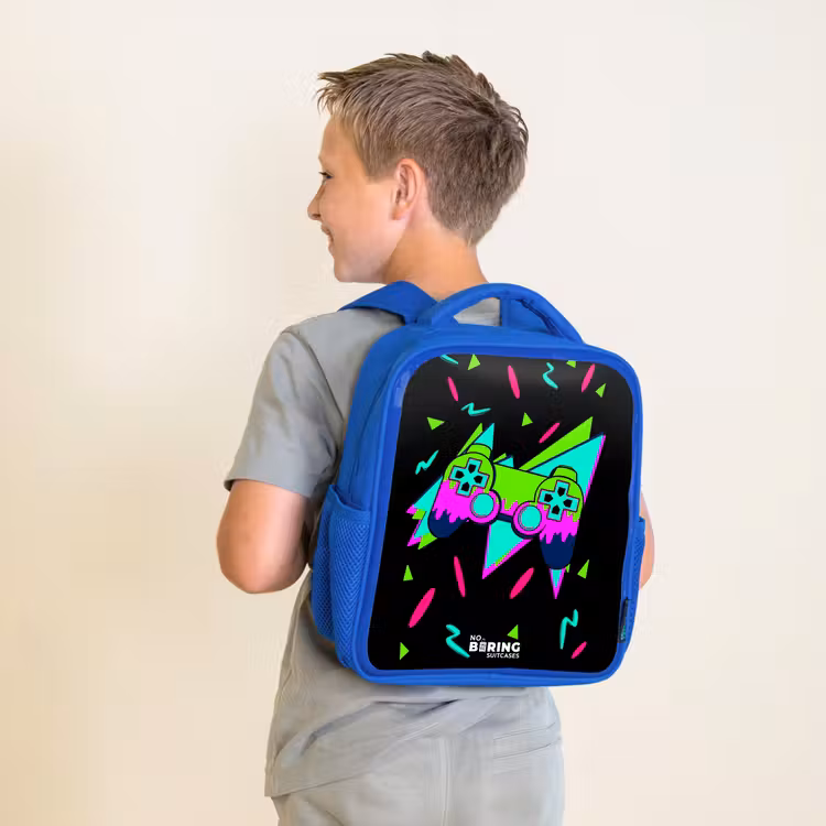 Kinderrugzak - Blauw - Neon controller op zwart — 3