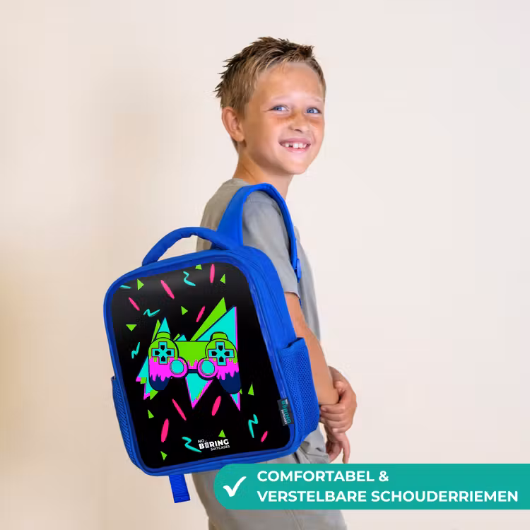 Kinderrugzak - Blauw - Neon controller op zwart — 4