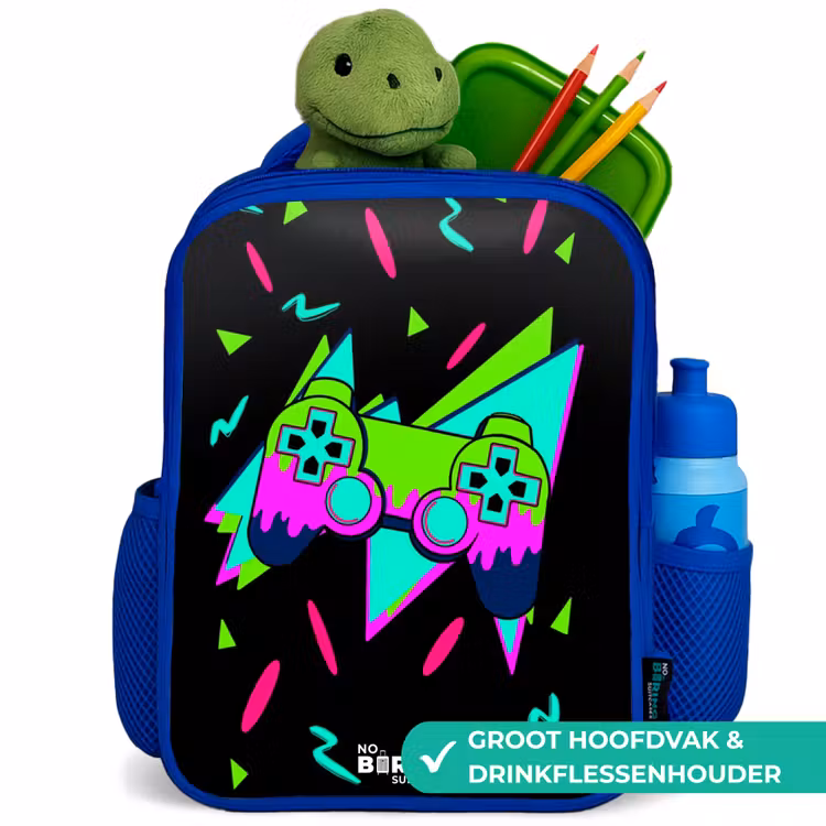 Kinderrugzak - Blauw - Neon controller op zwart — 5