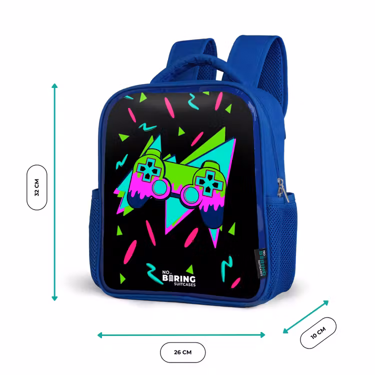 Kinderrugzak - Blauw - Neon controller op zwart — 6