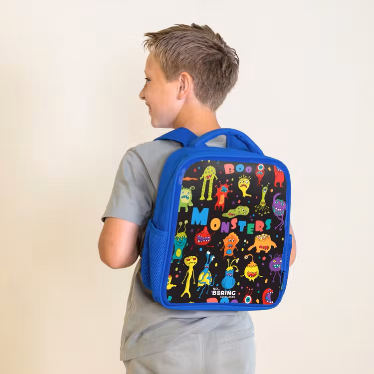 Kinderrugzak - Blauw - Patroon van monsters — 3