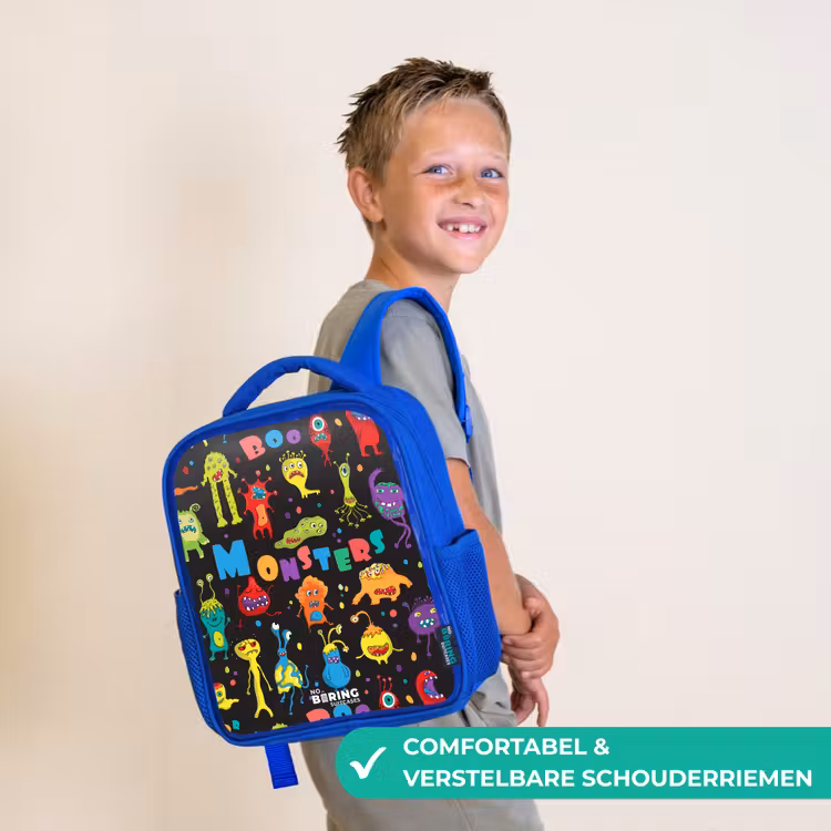 Kinderrugzak - Blauw - Patroon van monsters — 4