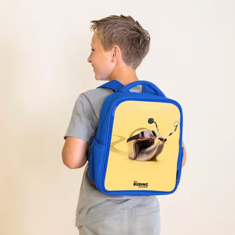 Kinderrugzak - Blauw - Slak met motorhelm — 3