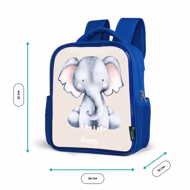 Kinderrugzak - Blauw - Olifant tekening tegen een beige achtergrond — 6