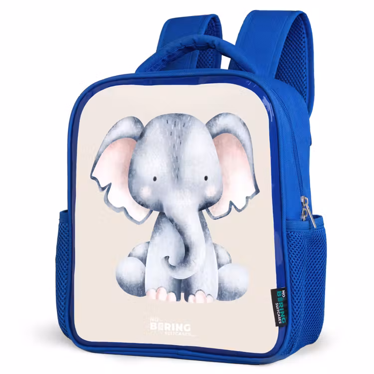 Kinderrugzak - Blauw - Olifant tekening tegen een beige achtergrond — 9