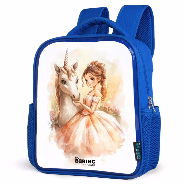 Kinderrugzak - Blauw - Prinses in jurk met witte eenhoorn — 9