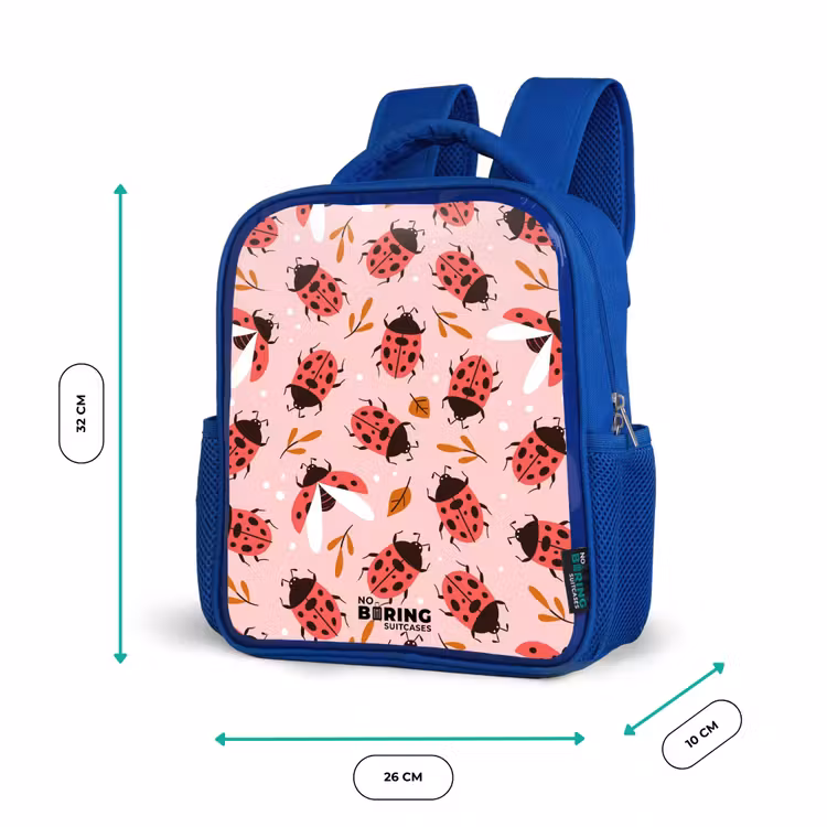 Kinderrugzak - Blauw - Rode lieveheersbeestjes op roze achtergrond — 6