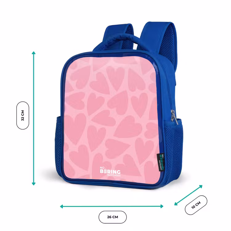 Kinderrugzak - Blauw - Roze hartjes patroon — 6