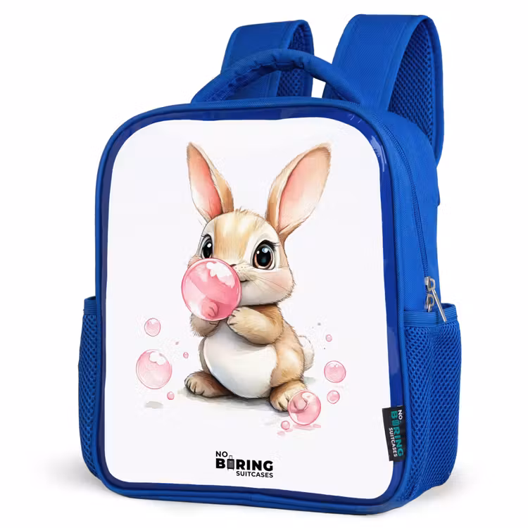 Kinderrugzak - Blauw - Bruin konijntje met roze bellen — 9