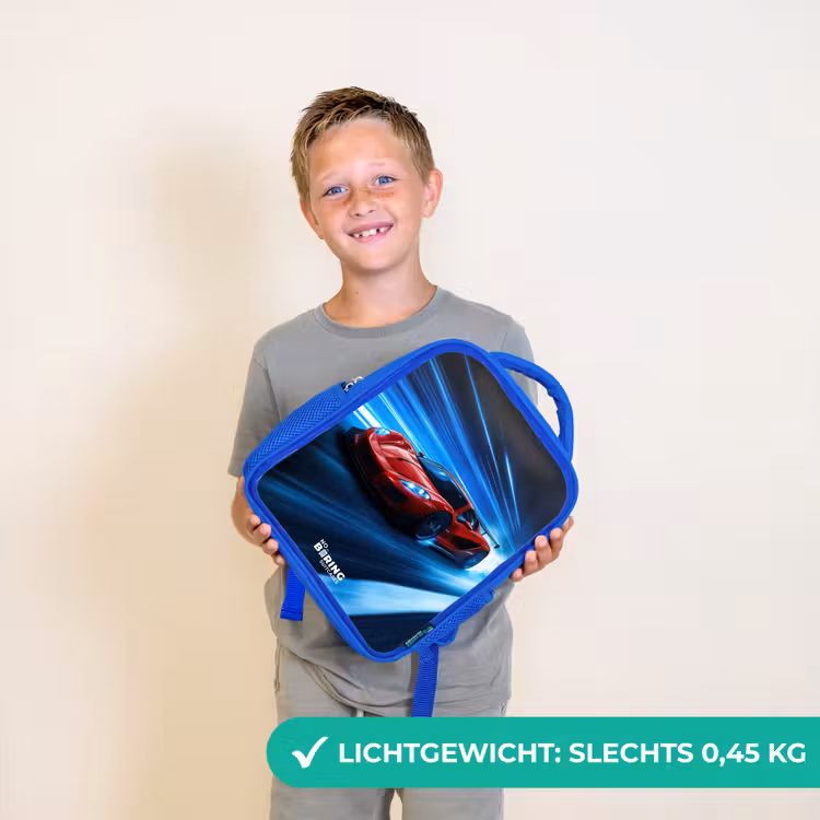 Kinderrugzak - Blauw - Rode racewagen in digitale snelheidswereld — 2