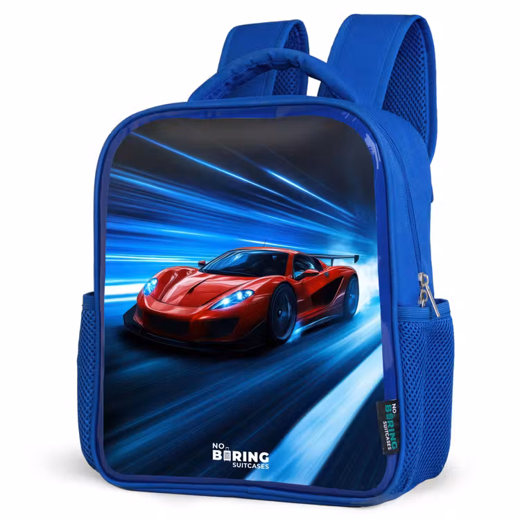 Kinderrugzak - Blauw - Rode racewagen in digitale snelheidswereld — 9