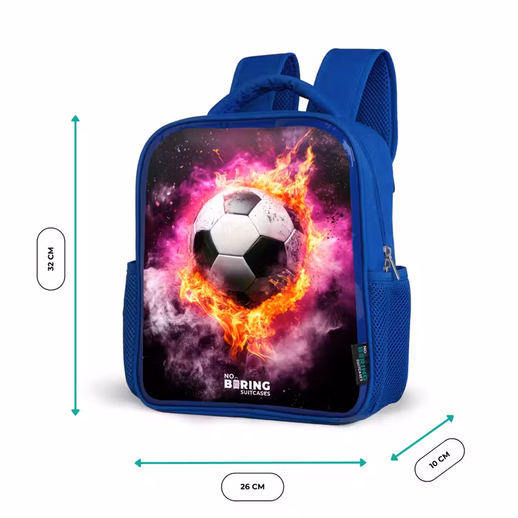 Kinderrugzak - Blauw - Voetbal in roze vuur explosie — 6