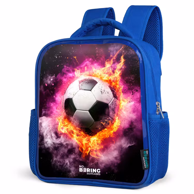 Kinderrugzak - Blauw - Voetbal in roze vuur explosie — 9