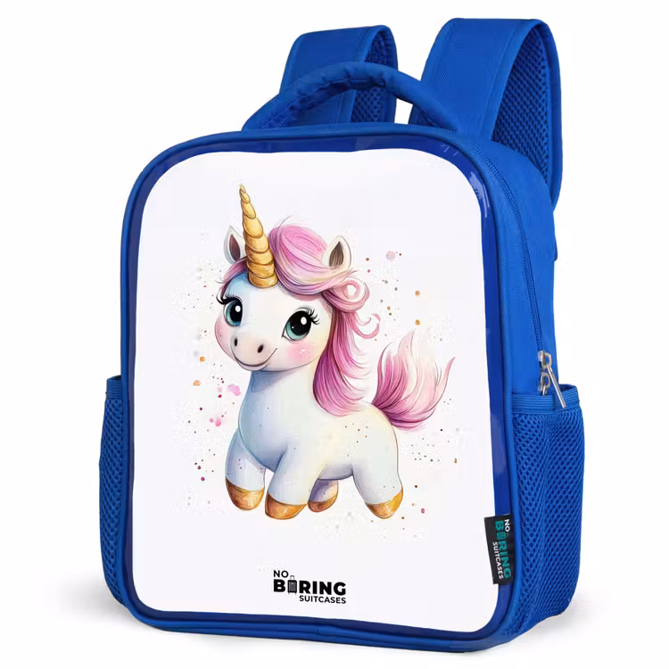 Kinderrugzak - Blauw - Witte eenhoorn met roze manen — 9
