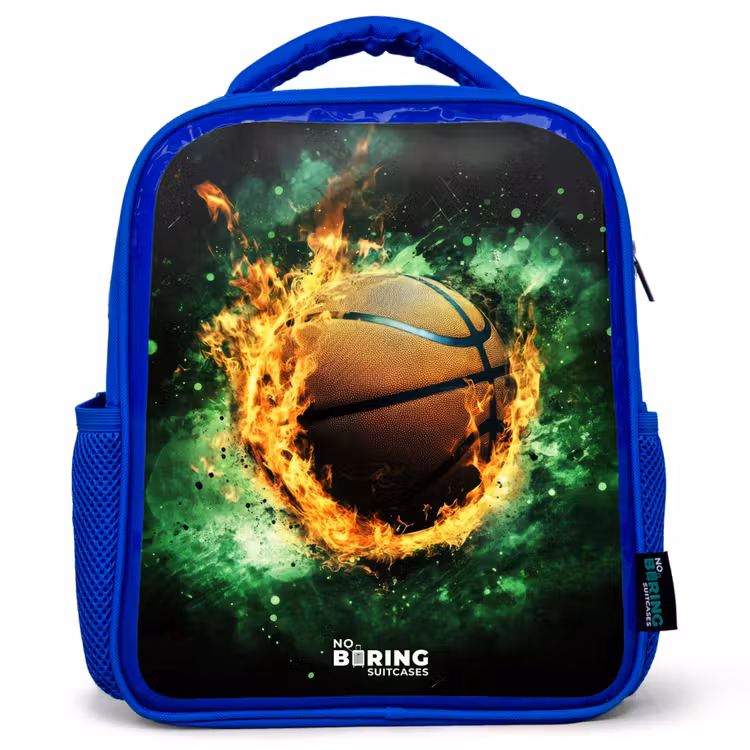 Kinderrugzak - Blauw - Basketbal in vlammen en explosieve energie — 1