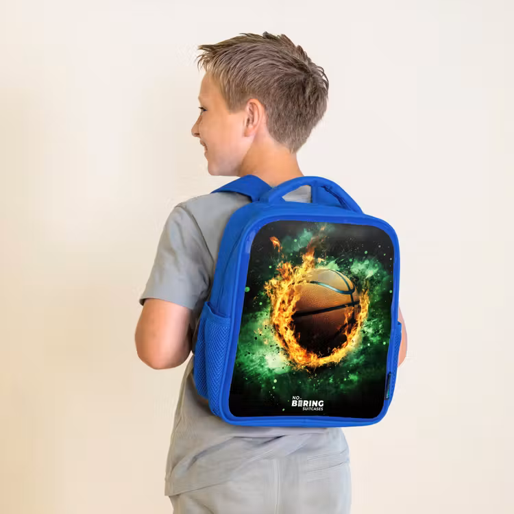 Kinderrugzak - Blauw - Basketbal in vlammen en explosieve energie — 3