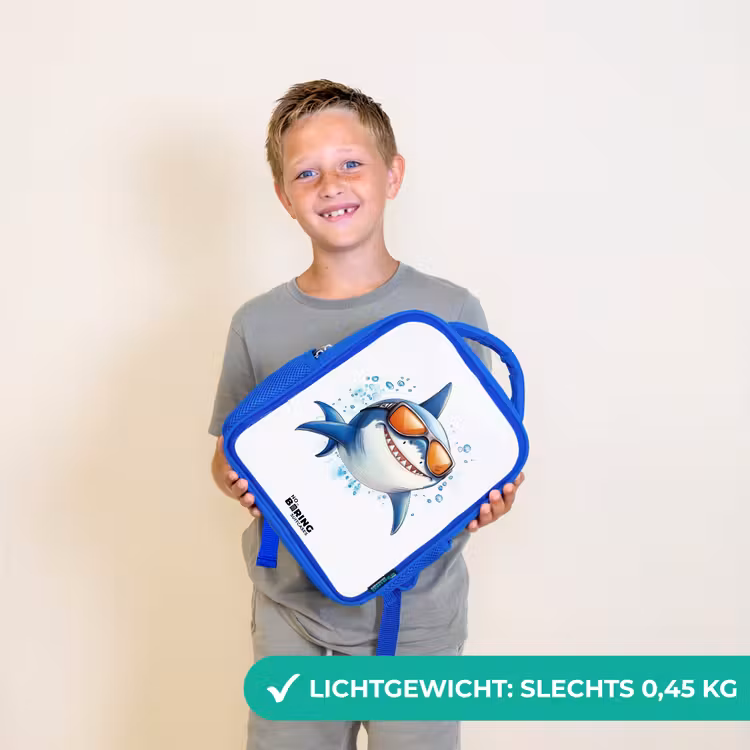 Kinderrugzak - Blauw - Coole haai met zonnebril in het water — 2